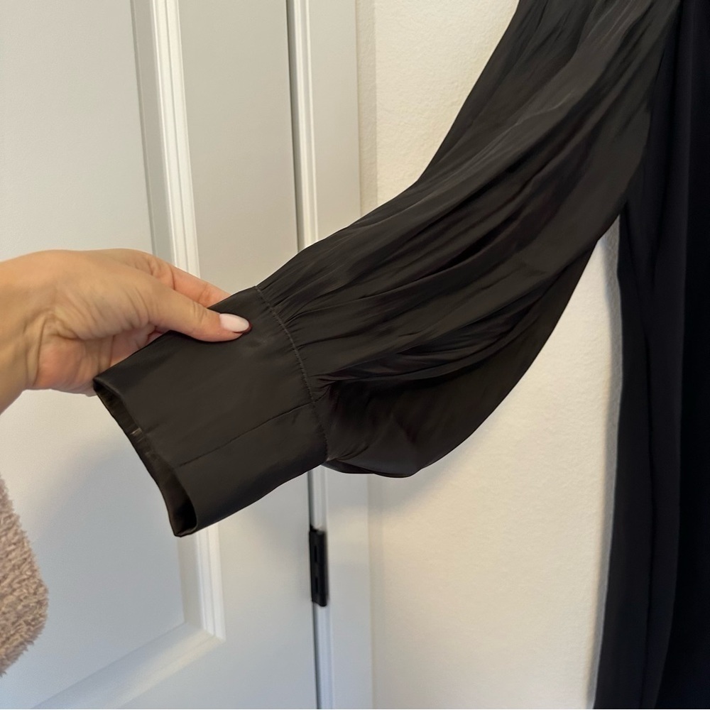ZARA Oversized Column Balloon Sleeves Combination Dress Black Size S Women’s - Picture 6 of 8